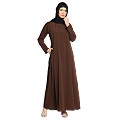 A-line inner abaya with a complementary Hijab-Dark Brown A-line inner abaya with a complementary Hijab-Dark Brown